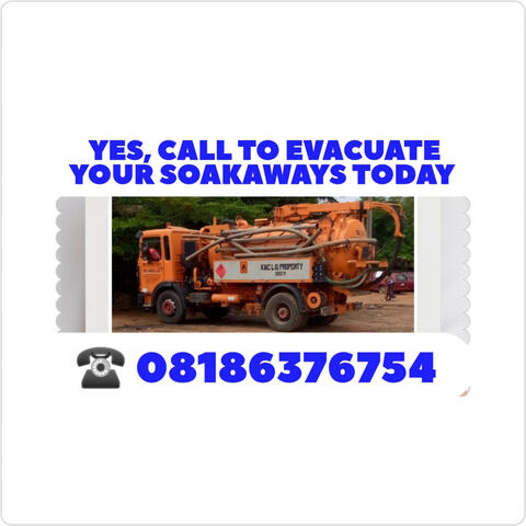 NOW MORE CLOSER TO YOU! Call Us On; (☎️08085701429), To Evacuate Your Soakaways Today